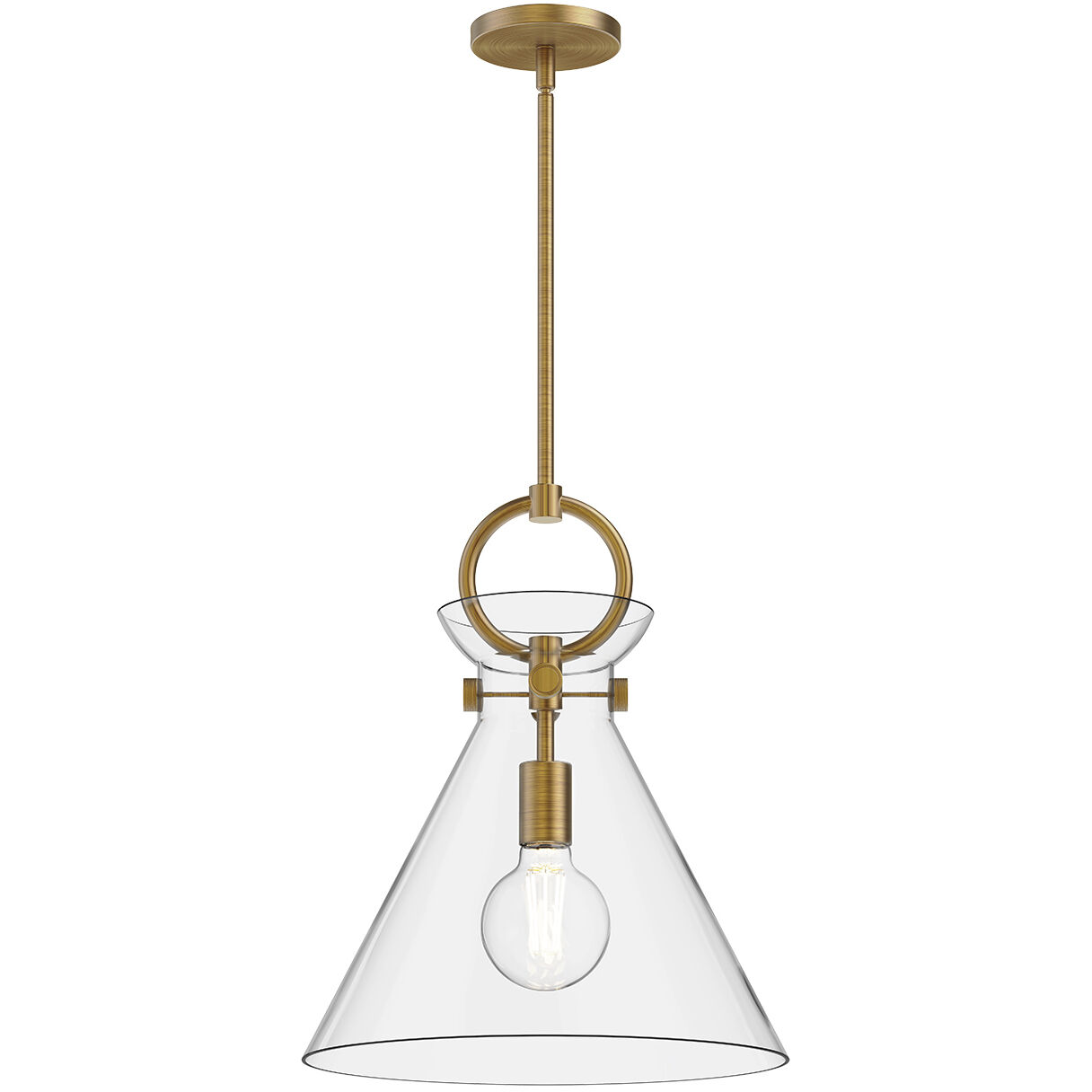 Alora Mood Emerson Pendant Ceiling Light in Aged Gold, Clear Glass