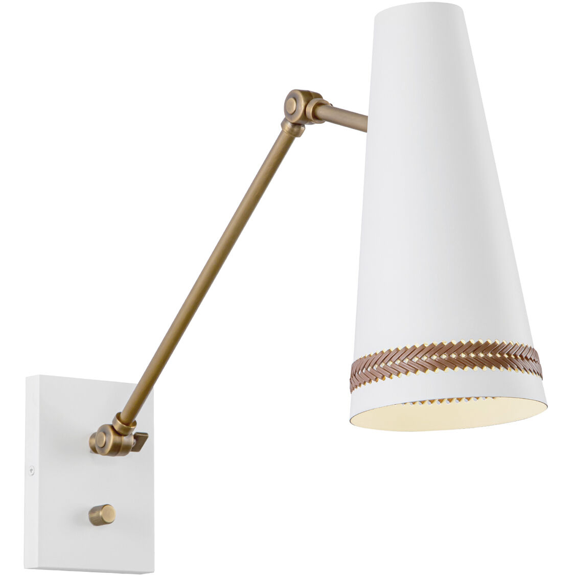 Brickell Wall/Vanity Light Wall Light in Matte White and Hazelnut Leather
